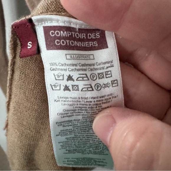 Comptoir Des Cotonniers flawed 100% cashmere sweater tan Size Small - Picture 7 of 11